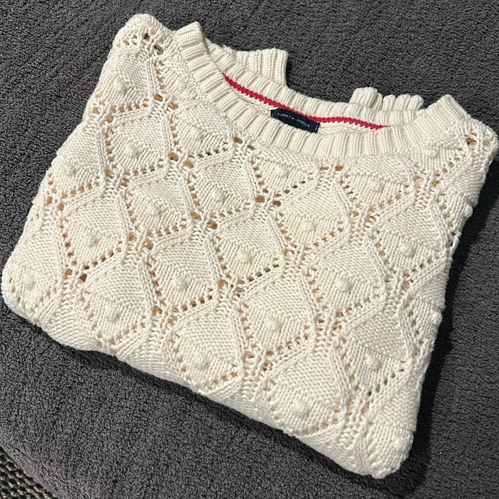 Cream textured Tommy Hilfiger sweater
